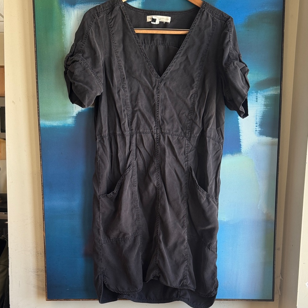 Pilcro and the Letterpress Black V-Neck Sheath Midi Dress